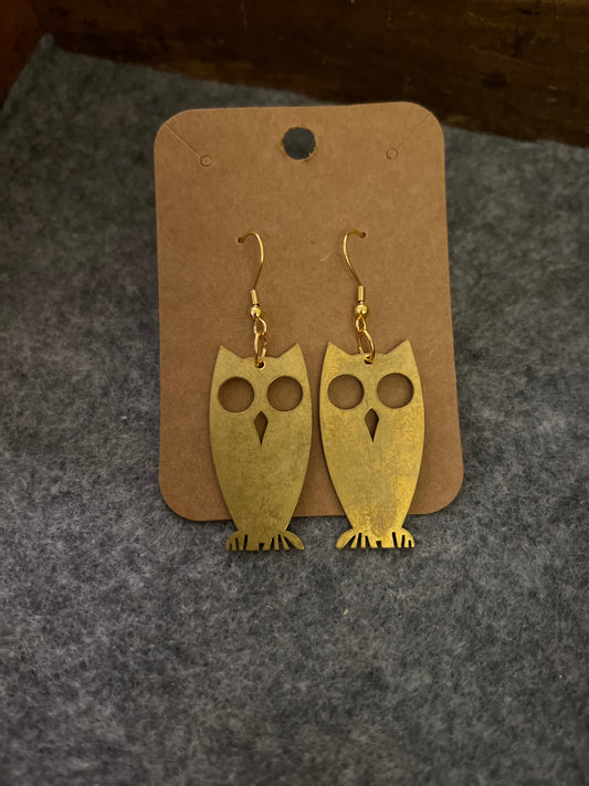 Brass Owl Earrings